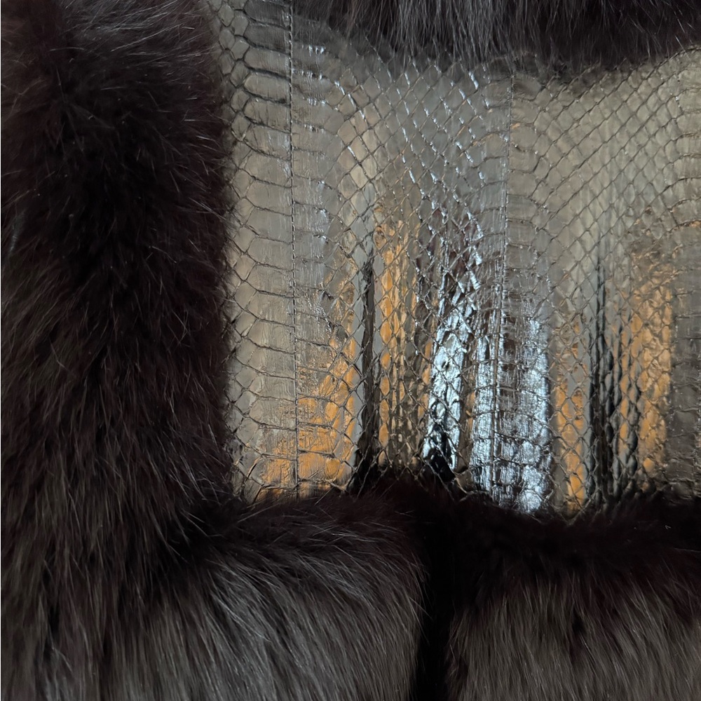 Iconic 90s Leather Coat With Python Trim And Fur … - image 4